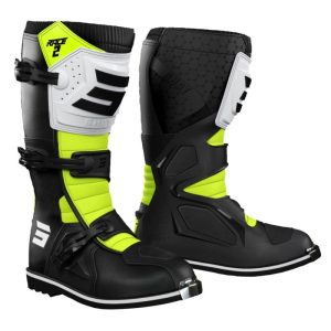 Botas moto shot race 2 kid black white yellow motocross enduro