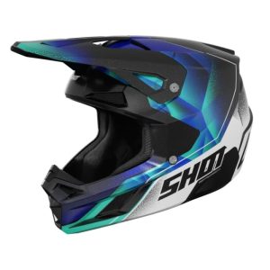 Casco moto shot blue pearly motocross enduro