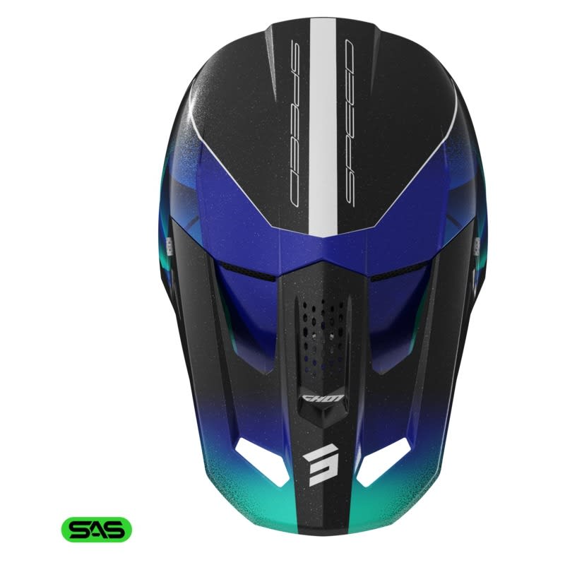 Casco moto shot blue pearly motocross enduro - Imagen 3