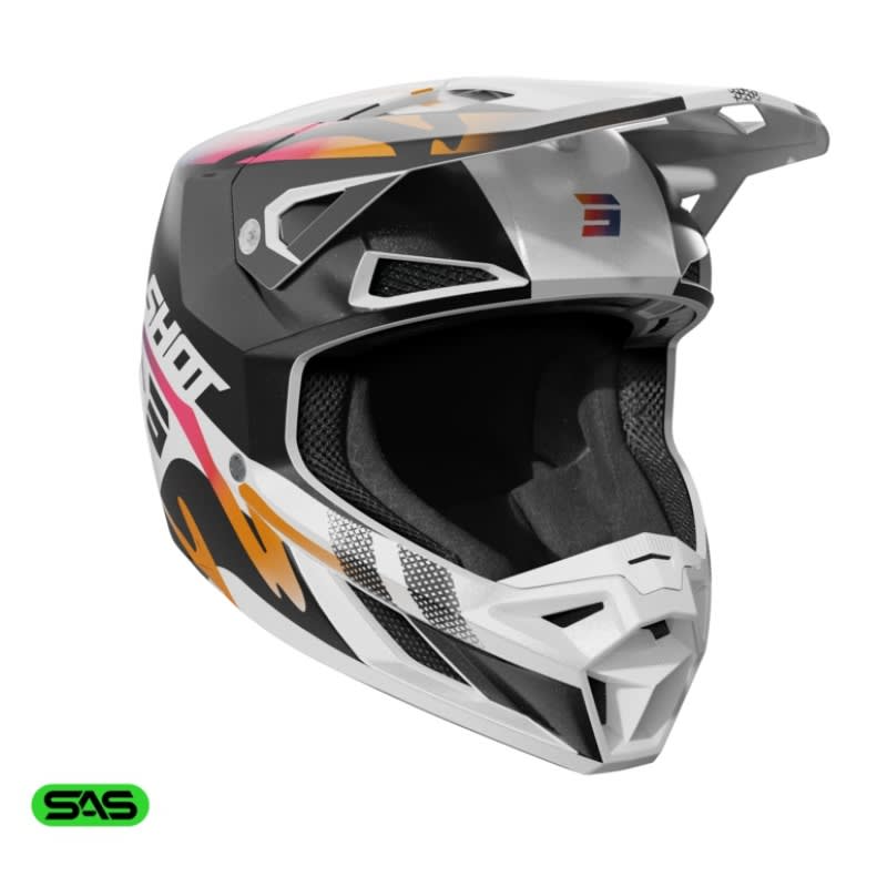 Casco shot speed wave black white pearly motocross enduro - Imagen 3