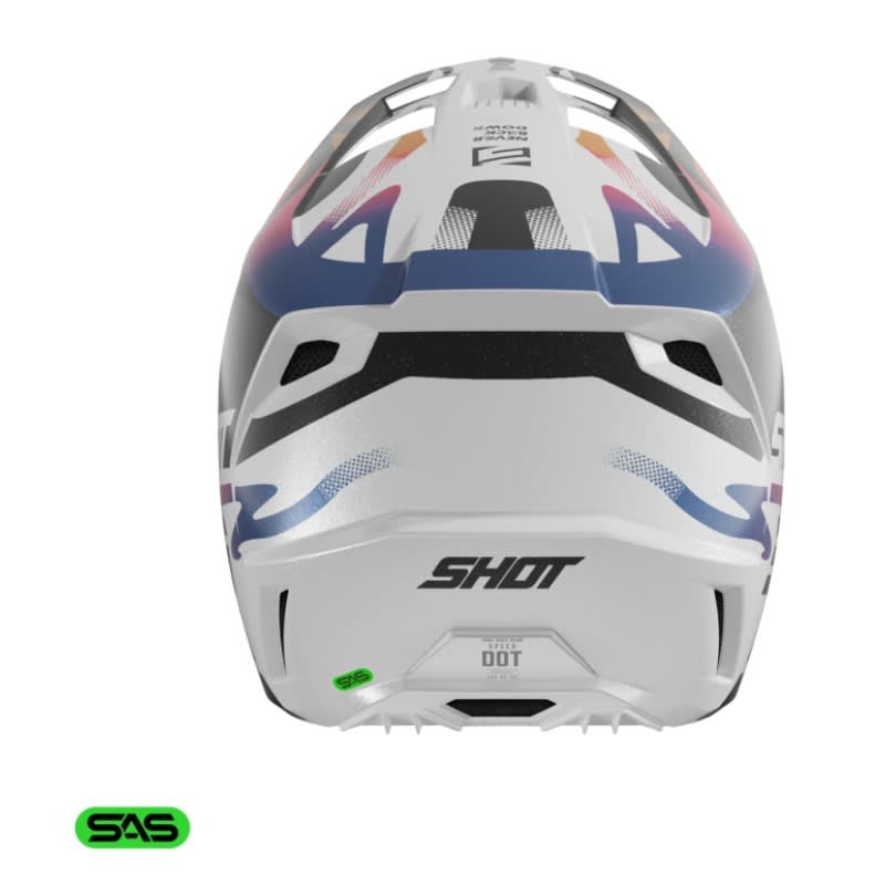 Casco shot speed wave black white pearly motocross enduro - Imagen 2