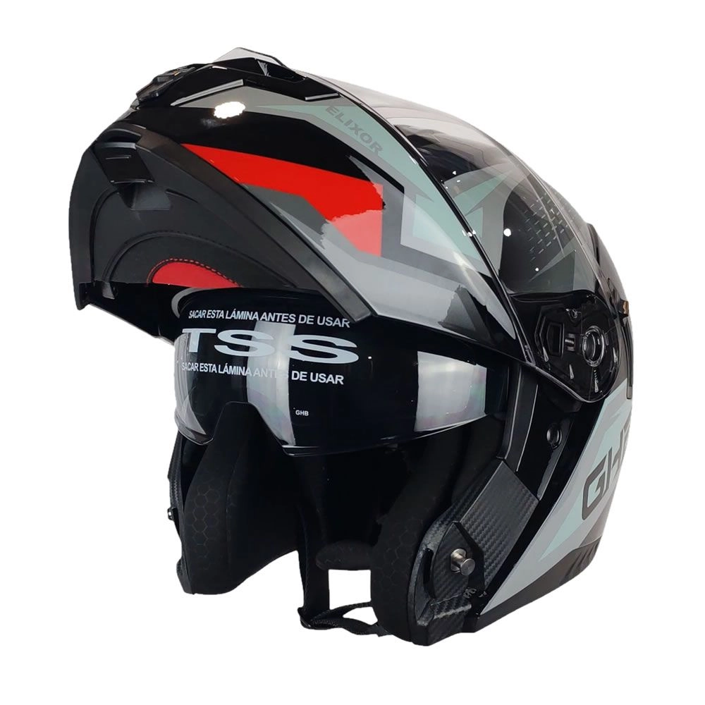 CASCO GHB 166 ELIXOR NEGRO ROJO - Imagen 3