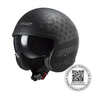 CASCO LS2 OF599 SPITFIRE II FLAG NEGRO MATE