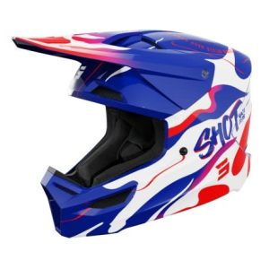 Casco moto shot furious kid beast blue red glossy motocross enduro