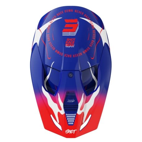 Casco moto shot furious kid beast blue red glossy motocross enduro - Imagen 3