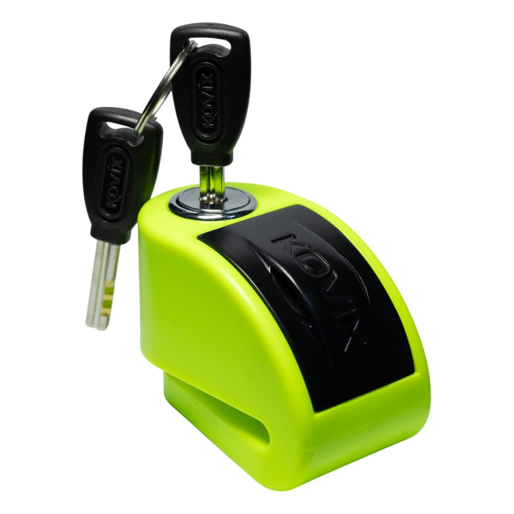 Candado disco moto kovix con alarma kt6 amarillo, negro, naranja
