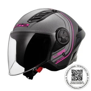 CASCO ABIERTO LS2 OF616 AIRFLOW II COURSE GRIS ROSA MATE