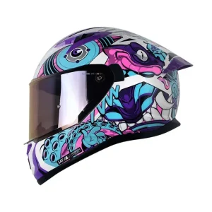 Casco de Shaft 522SP Comic Monster blanco brillo morado integral