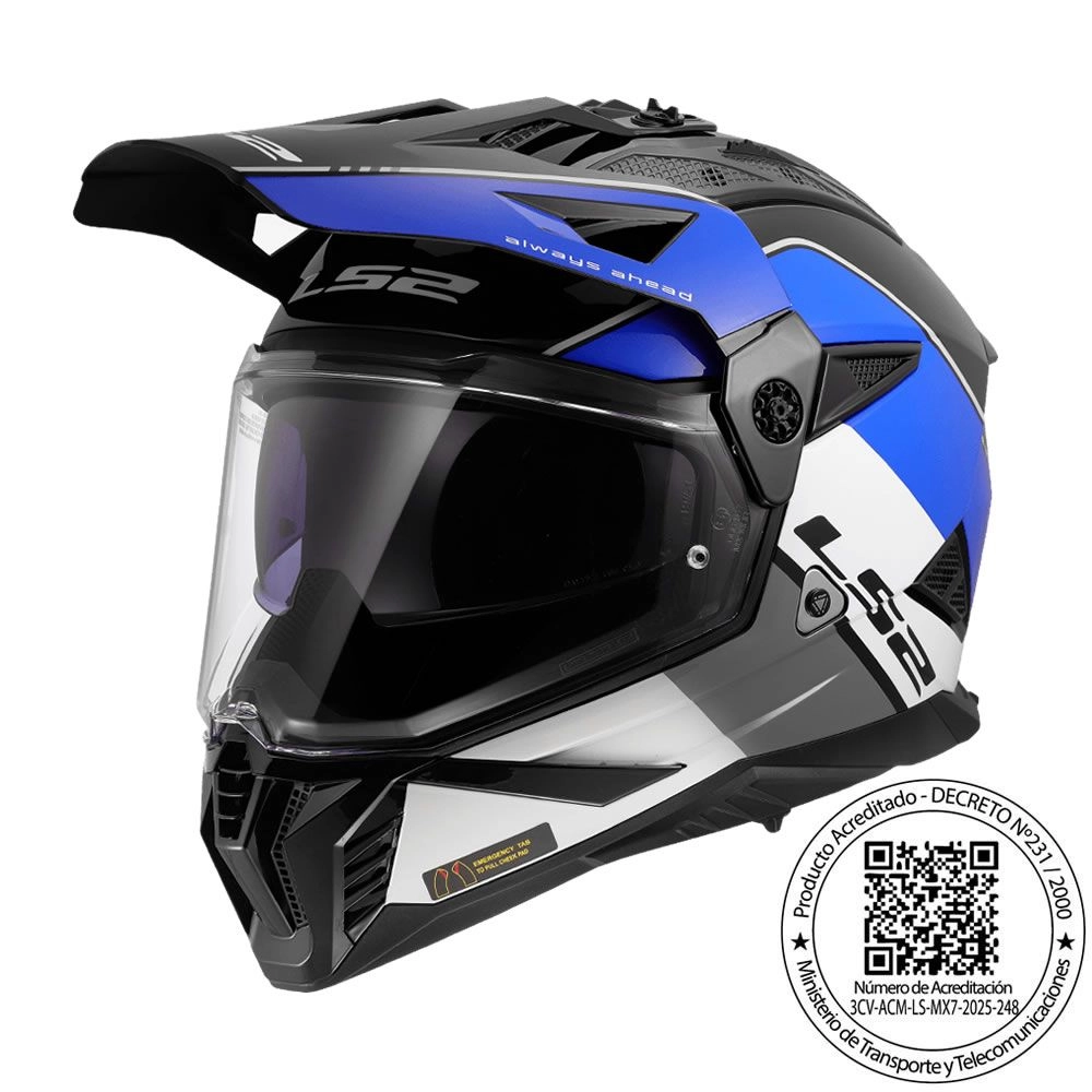 CASCO LS2 MX 702 PIONEER II RALLY AZUL BLANCO MATE