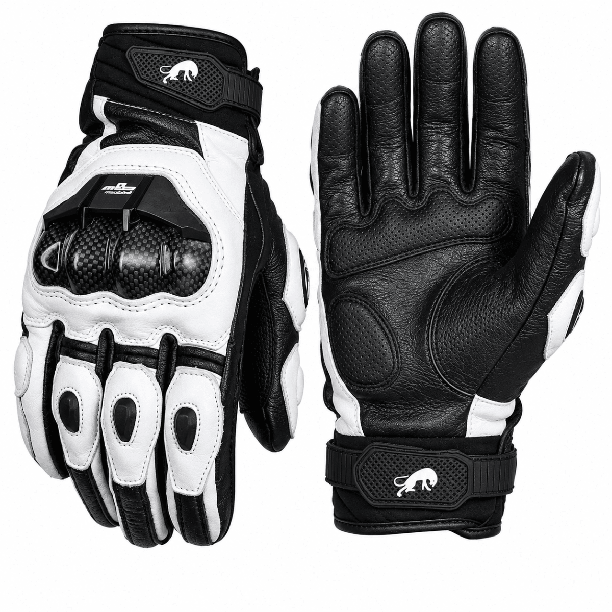 GUANTE MOTO FURYGAN CUERO BLANCO NEGRO